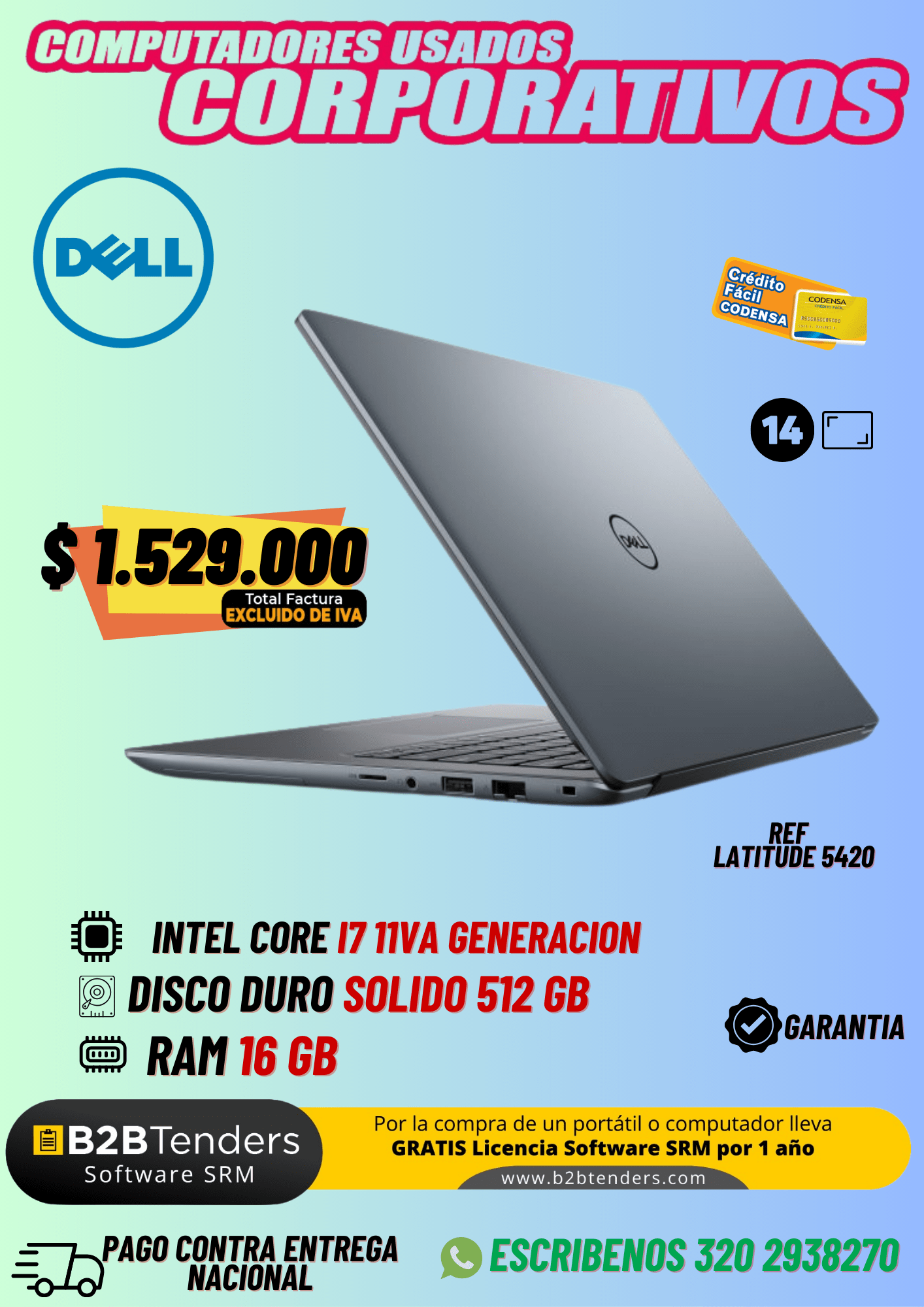 Dell Latitude 5420 Usado | i7 11ª Gen, 16GB, 512GB SSD
